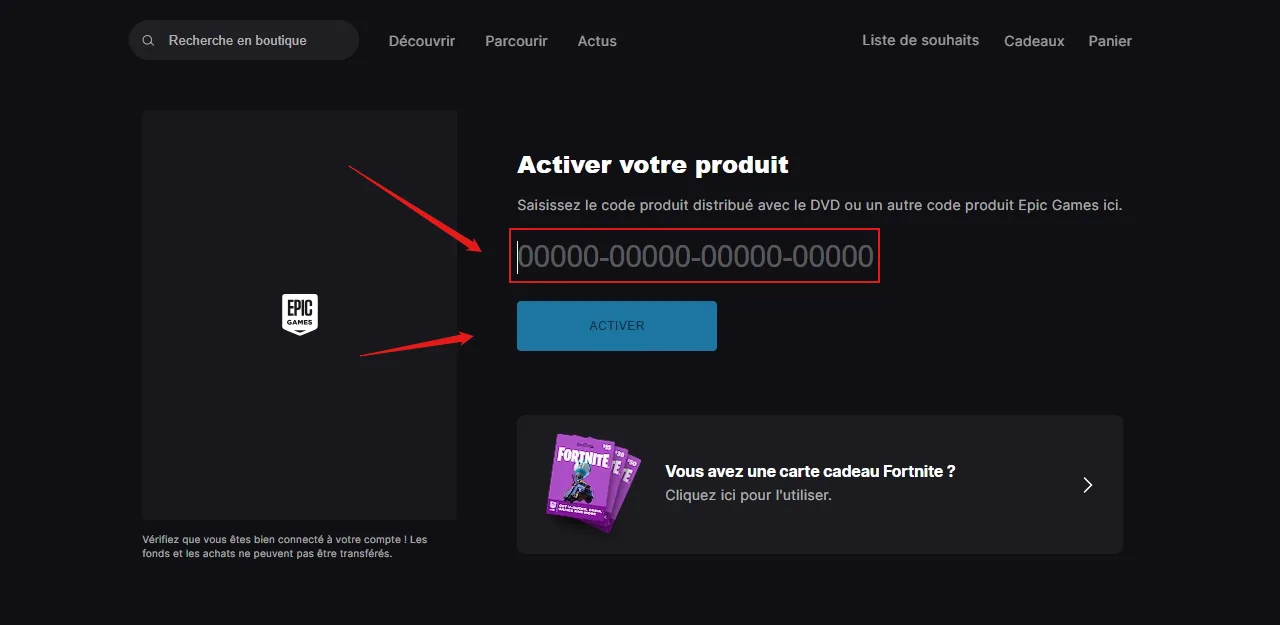 Illustration de l’étape 1 : Activation via le site web