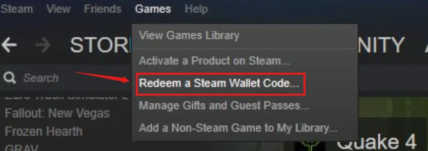 Illustration de l’étape 2 : Activation de la Carte Cadeau Steam
